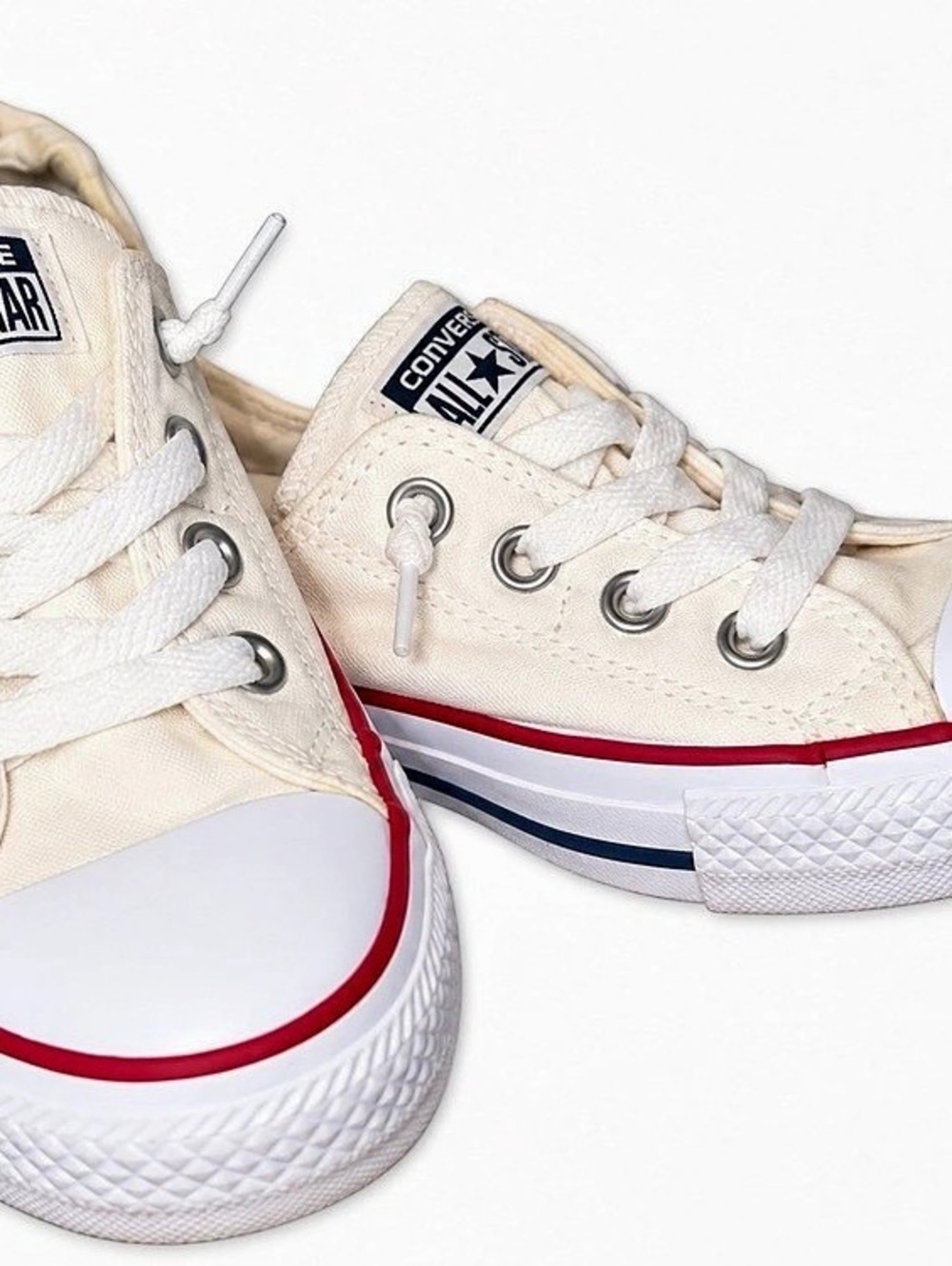 Converse Chuck Taylor All Star Canvas Sneakers White Red Women's US 9